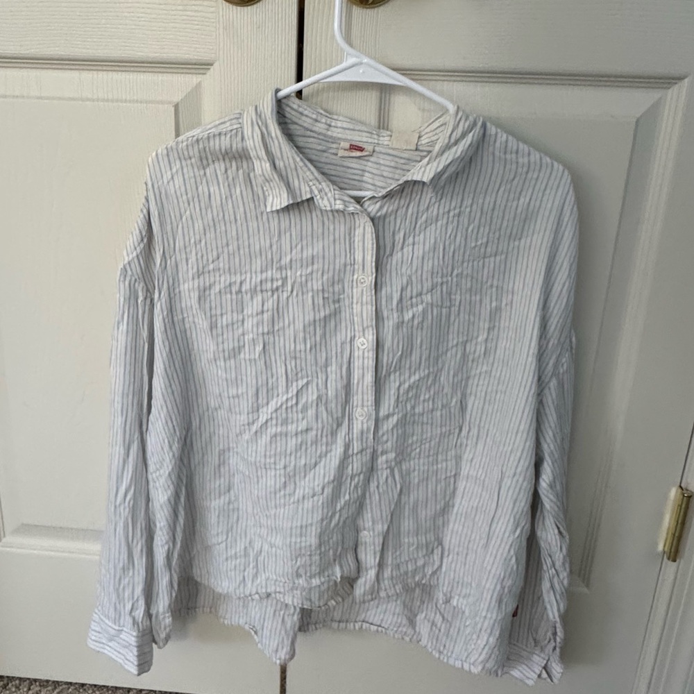 Levi's Cream and Blue Striped Shirt